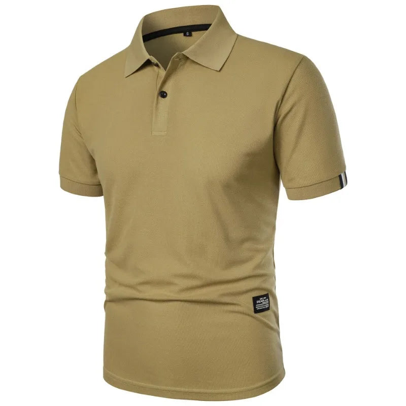 Men's Solid Color Polo Shirt – Short Sleeve Button T-Shirt Lapel, Lightweight Casual Streetwear