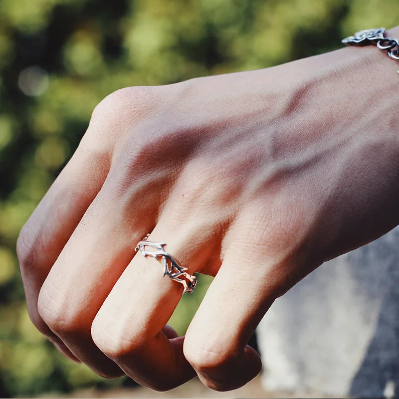 Punk Irregular Thorn Couple Ring