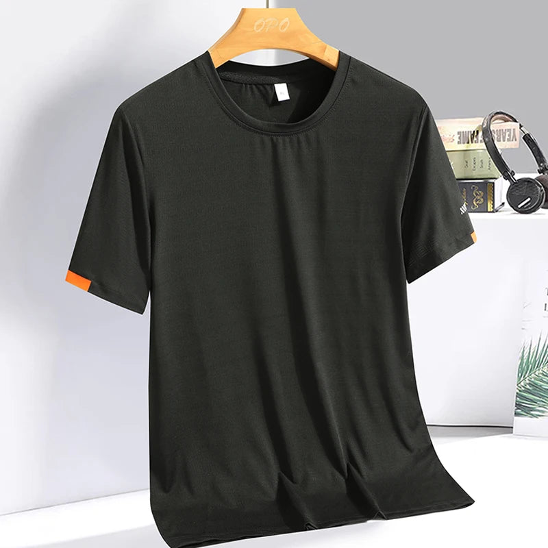 Men's Summer Ice Silk T-shirt - Breathable & Quick Drying