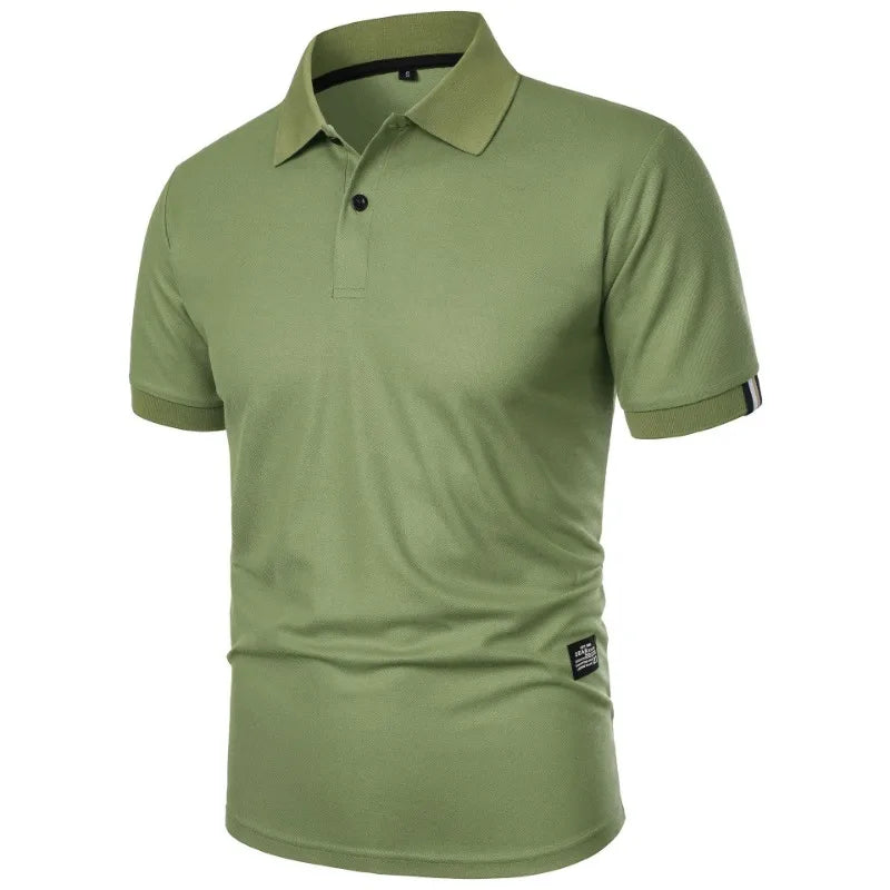 Men's Solid Color Polo Shirt – Short Sleeve Button T-Shirt Lapel, Lightweight Casual Streetwear