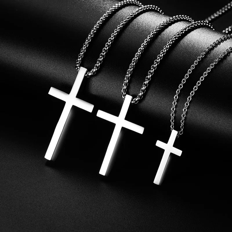 Stainless Steel Cross Pendant Necklace for Men & Women