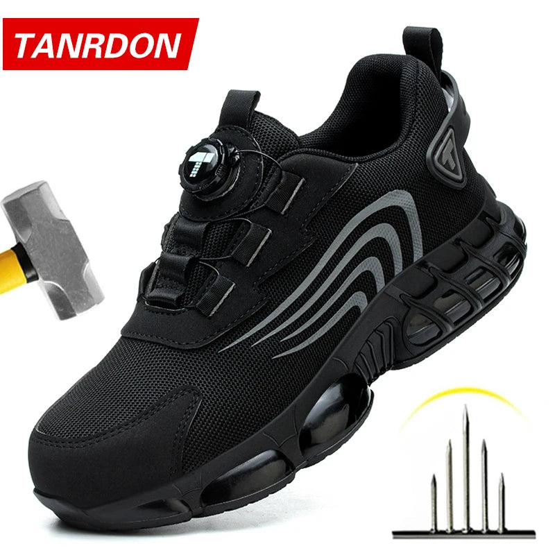 Rotary Button Safety Shoes for Men – Anti-Impact & Anti-Piercing Work Shoes