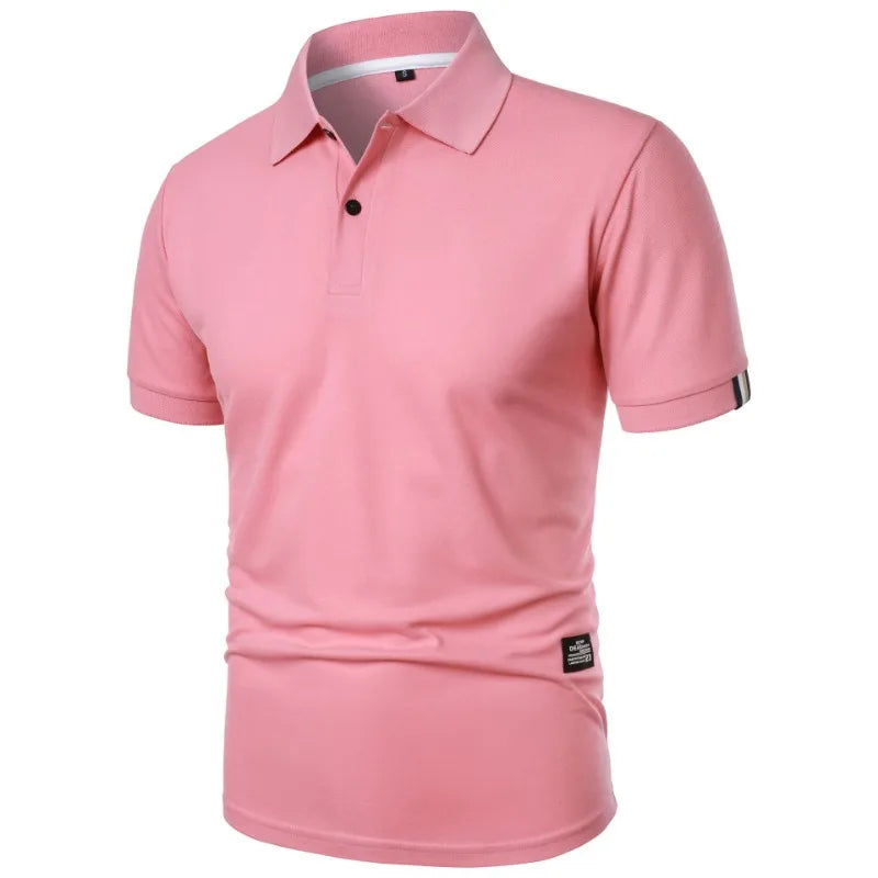 Men's Solid Color Polo Shirt – Short Sleeve Button T-Shirt Lapel, Lightweight Casual Streetwear