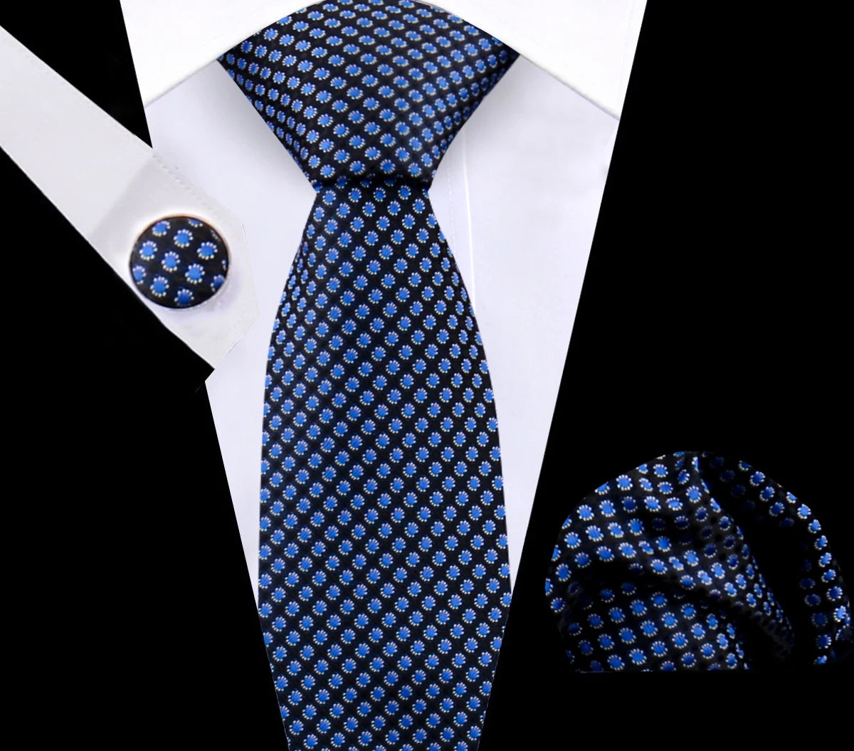 Luxury Plaid Tie Set for Men - Necktie, Handkerchief, Pocket Square, Cufflinks