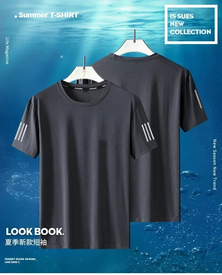 Summer Ice Silk Men's Round Neck T-shirt