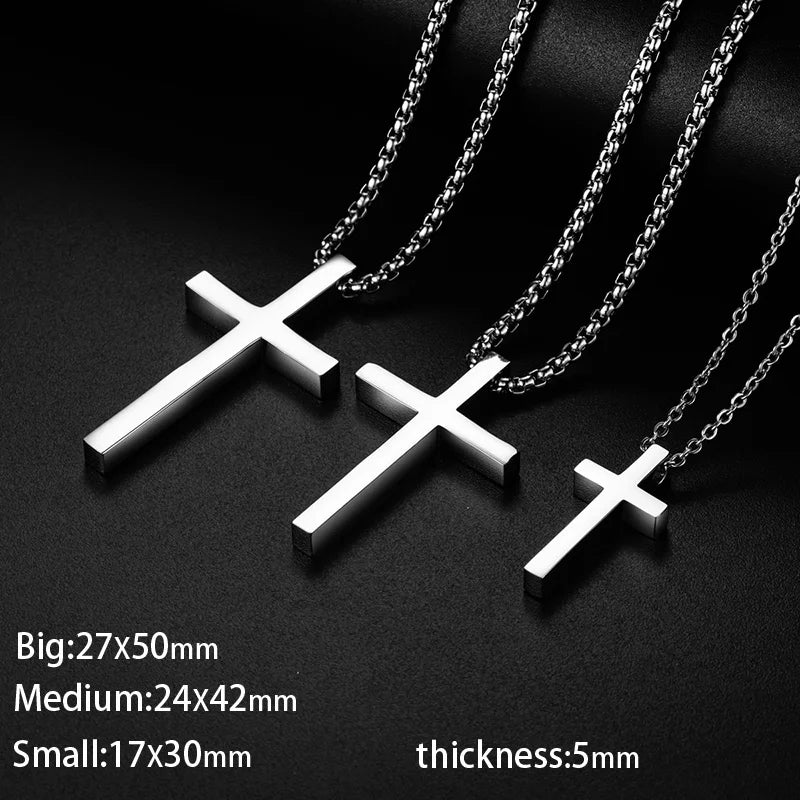 Stainless Steel Cross Pendant Necklace for Men & Women