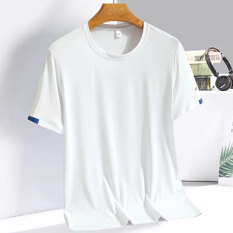 Men's Summer Ice Silk T-shirt - Breathable & Quick Drying