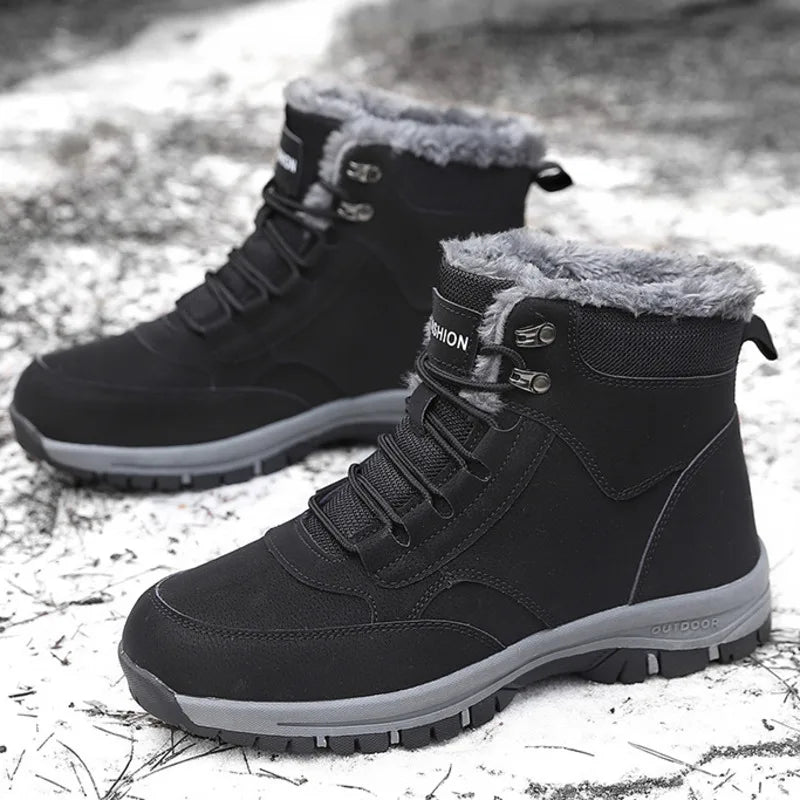 Men's Winter Snow Boots Waterproof Fur Ankle Boots Plus Size