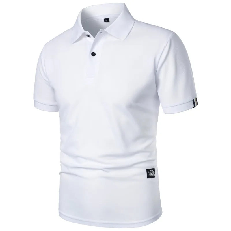 Men's Solid Color Polo Shirt – Short Sleeve Button T-Shirt Lapel, Lightweight Casual Streetwear