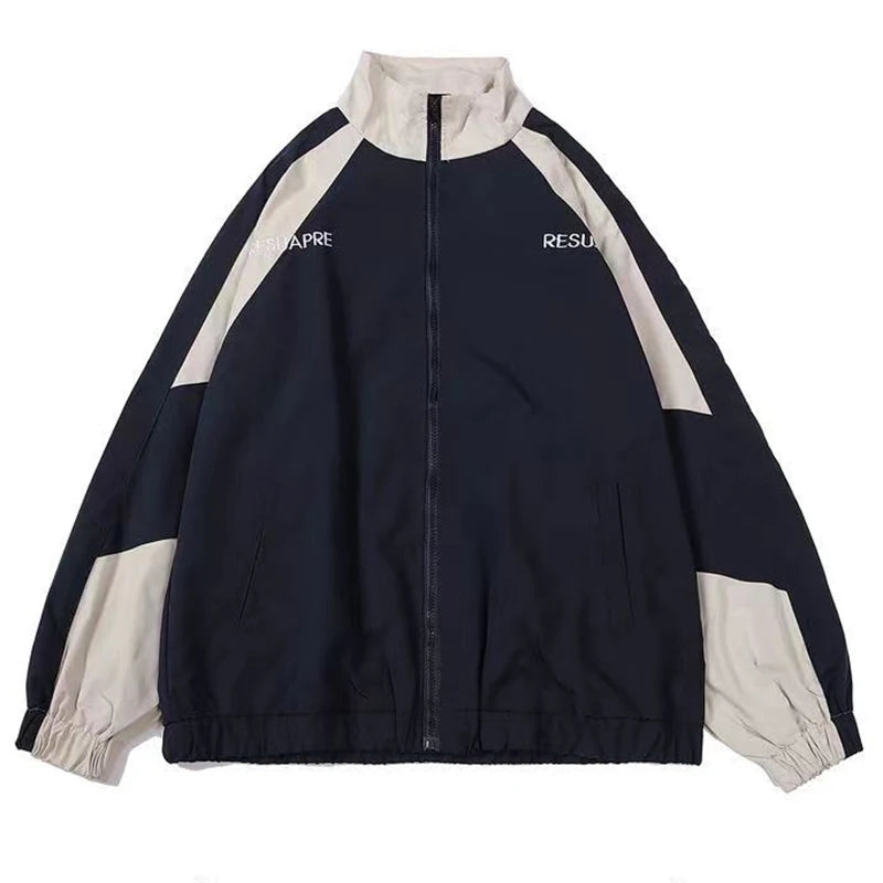 Hip Hop Varsity Jacket - Color Block Patchwork Windbreaker