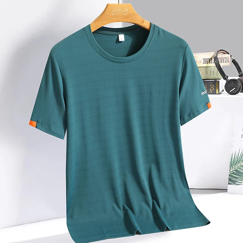 Men's Summer Ice Silk T-shirt - Breathable & Quick Drying