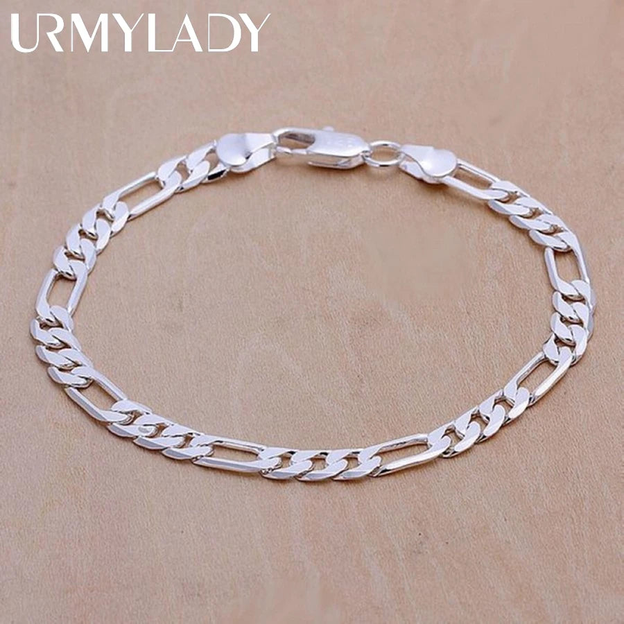 925 Sterling Silver 6mm Chain Bracelet – Elegant Gift for Men & Women