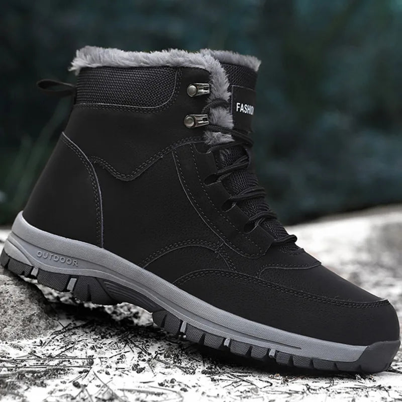 Men's Winter Snow Boots Waterproof Fur Ankle Boots Plus Size