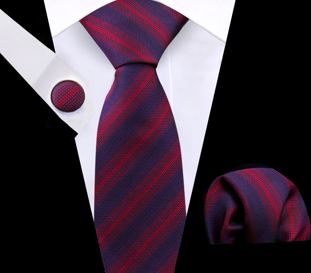 Luxury Plaid Tie Set for Men - Necktie, Handkerchief, Pocket Square, Cufflinks