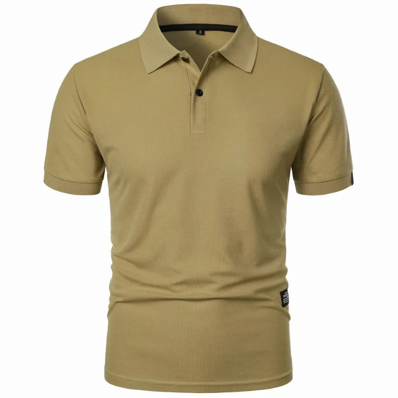 Men's Solid Color Polo Shirt – Short Sleeve Button T-Shirt Lapel, Lightweight Casual Streetwear