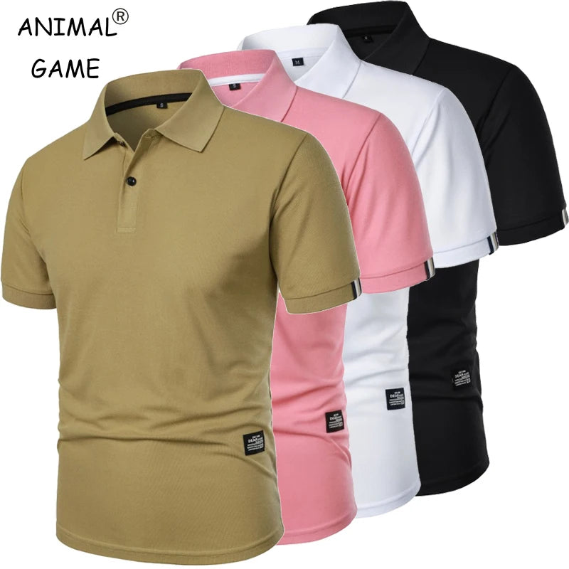 Men's Solid Color Polo Shirt – Short Sleeve Button T-Shirt Lapel, Lightweight Casual Streetwear