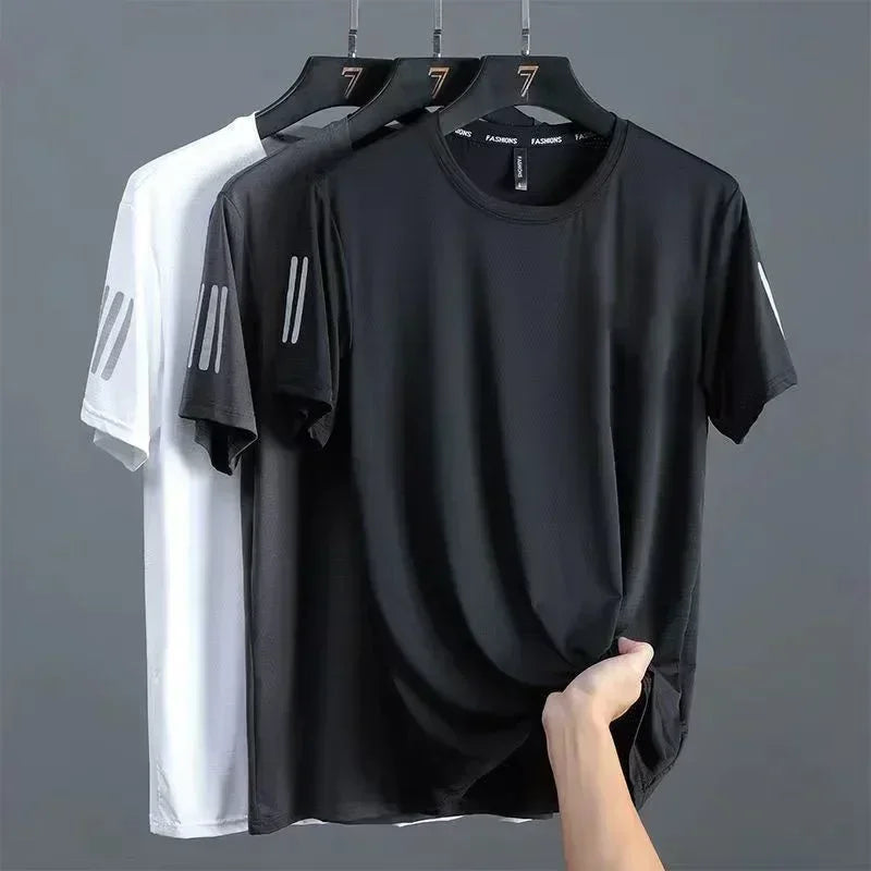 Summer Ice Silk Men's Round Neck T-shirt