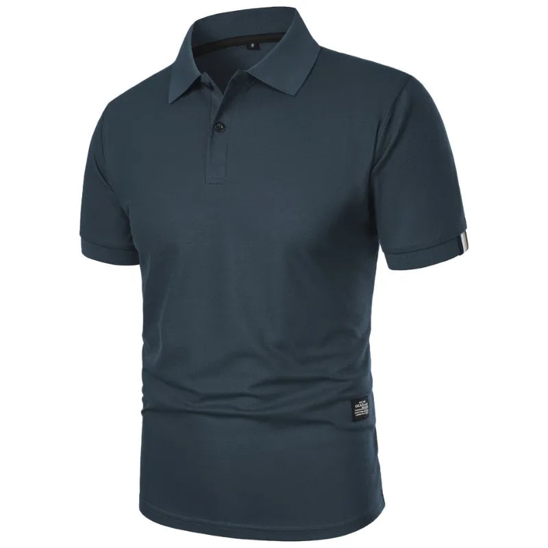 Men's Solid Color Polo Shirt – Short Sleeve Button T-Shirt Lapel, Lightweight Casual Streetwear