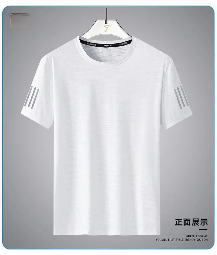 Summer Ice Silk Men's Round Neck T-shirt