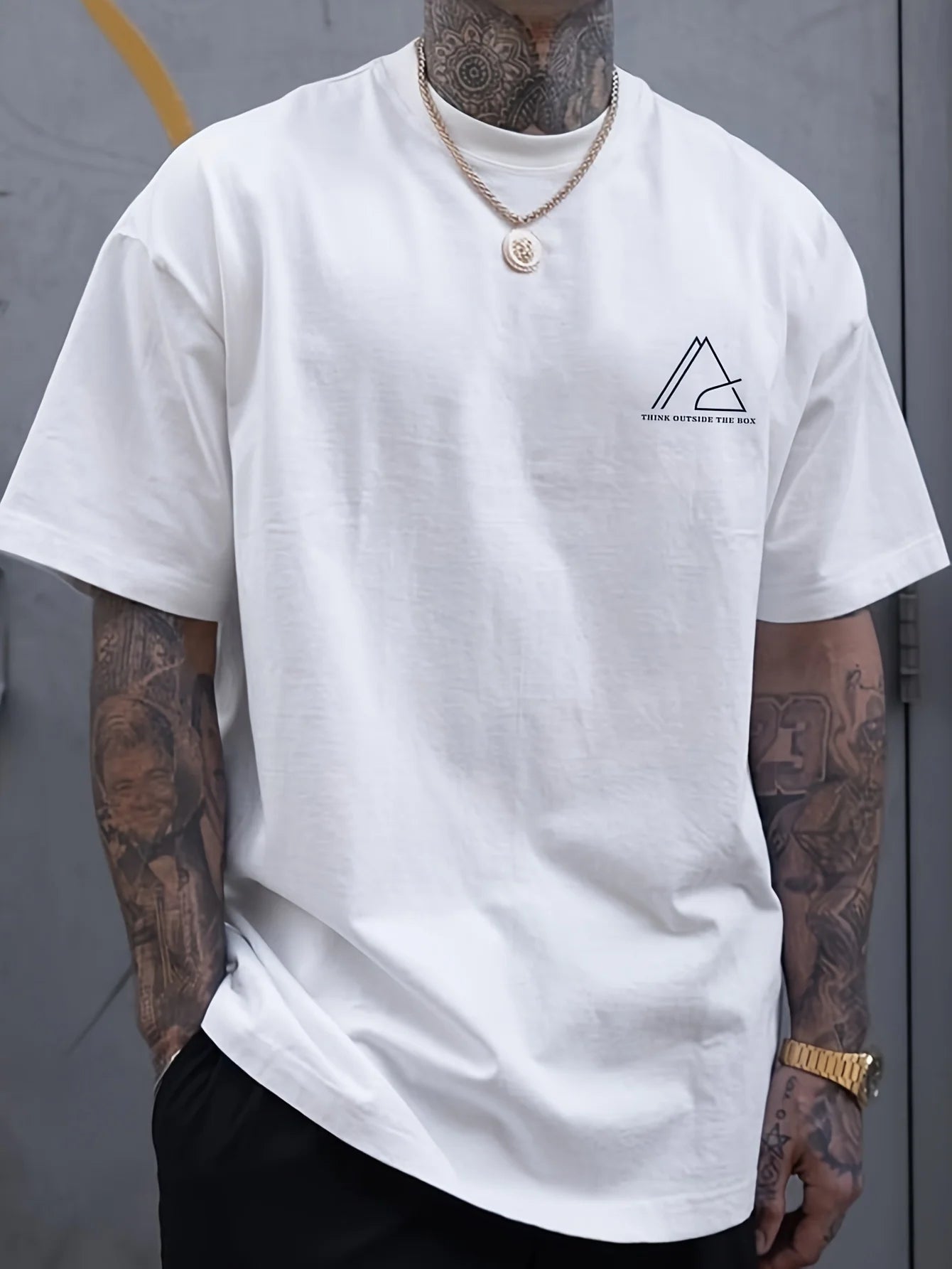 Men's Geometric Graphic Crew Neck T-Shirt