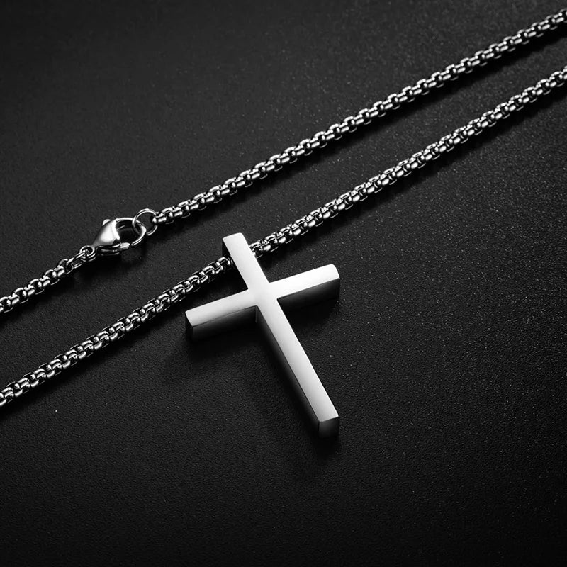 Stainless Steel Cross Pendant Necklace for Men & Women