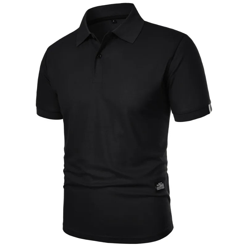 Men's Solid Color Polo Shirt – Short Sleeve Button T-Shirt Lapel, Lightweight Casual Streetwear