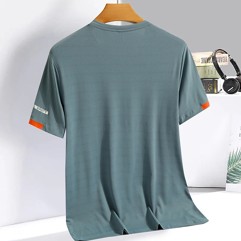 Men's Summer Ice Silk T-shirt - Breathable & Quick Drying