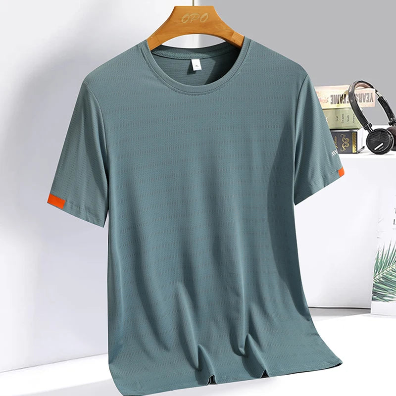 Men's Summer Ice Silk T-shirt - Breathable & Quick Drying