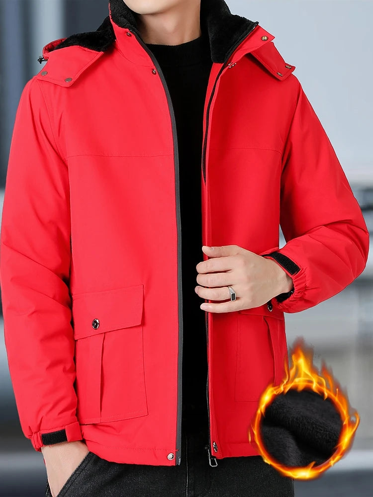 Plus Size Men's Winter Waterproof Parka