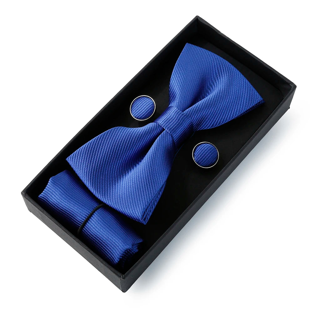 HUISHI Classic Black Bowtie & Suit Accessories Set