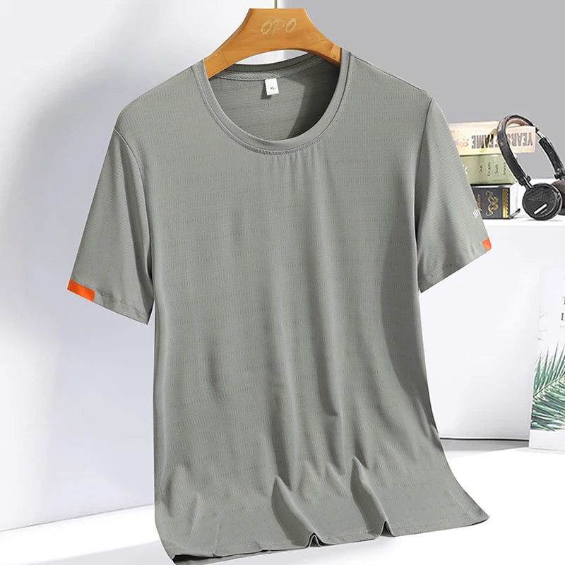 Men's Summer Ice Silk T-shirt - Breathable & Quick Drying