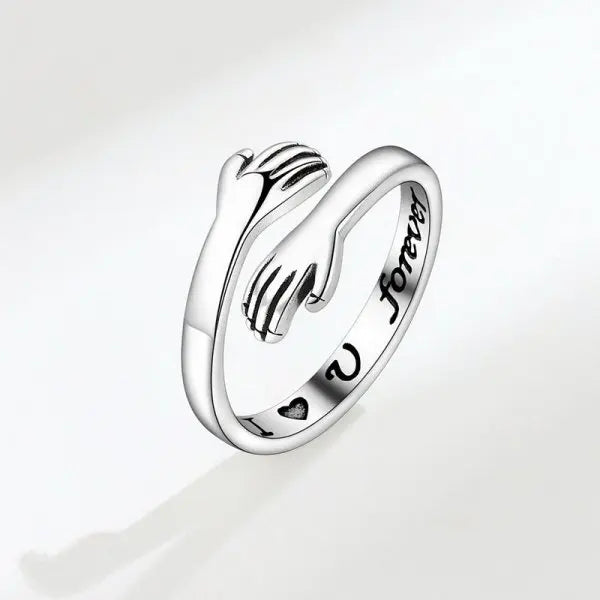 Romantic Heart Hand Hug Ring - Adjustable Couples Ring