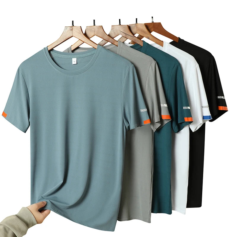 Men's Summer Ice Silk T-shirt - Breathable & Quick Drying